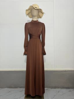 image-Women's Satin Dress - Amber Waist Long Sleeve XXL