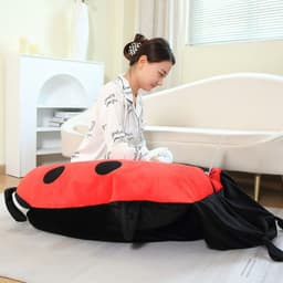 image-Cute Doodle Ladybug Plush Pillow - 150cm Soft