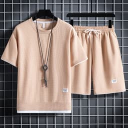 image-Main push 2023 new waffle suit short-sleeved Korean version men's youth trendy short-sleeved suit