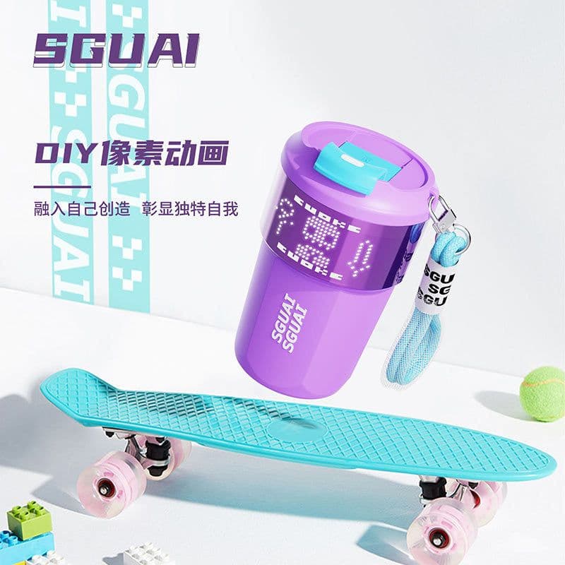 image-Mowei Pixel Cup Thermos - Smart Projection Temperature Display 300ml