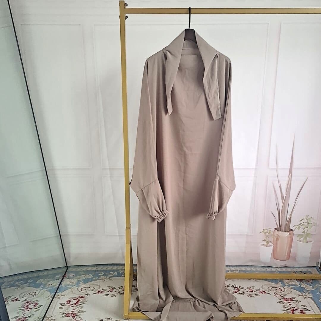 image-Women's Abaya Dress - Grey Long Sleeve One Size