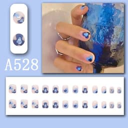 image-Summer fresh, sweet and cool style manicure, wearable nail pieces, French line blending, removable fake nail pieces, finished products wholesale