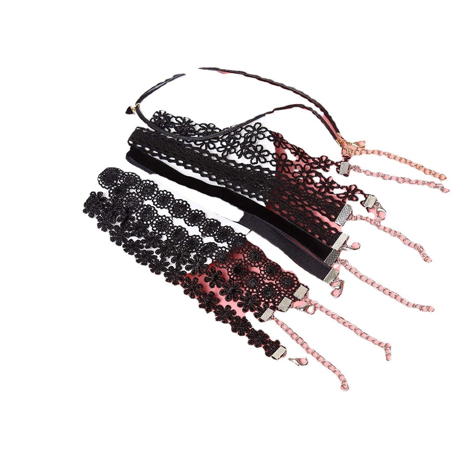 image-6Pcs Biao Ke Lace Choker Necklace Set - Geometry Alloy 21-50cm