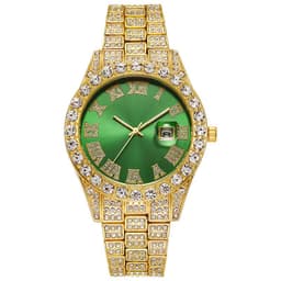 image-Hiphop watch European and American hot style men's steel belt hip-hop Roman scale diamond calendar men's quartz watch
