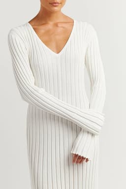 image-Knitted V-Neck Long Skirt for Women - 2023 Slim Fit
