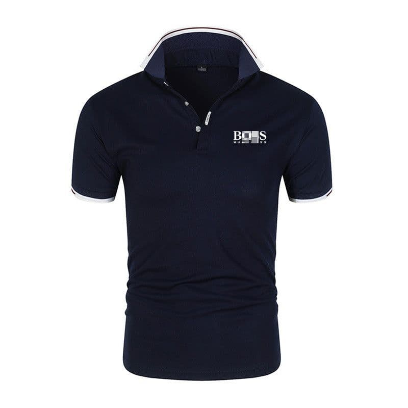 image-Men's & Women's Milk Fiber Polo Shirt, Short Sleeve, 4XL Blue Black