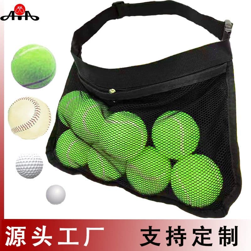image-Cross-border portable pickleball tennis ball collection bag training sports single large-capacity outdoor waist bag