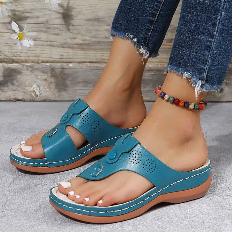 image-Leopard Print Split Toe Sandals Women Size 44