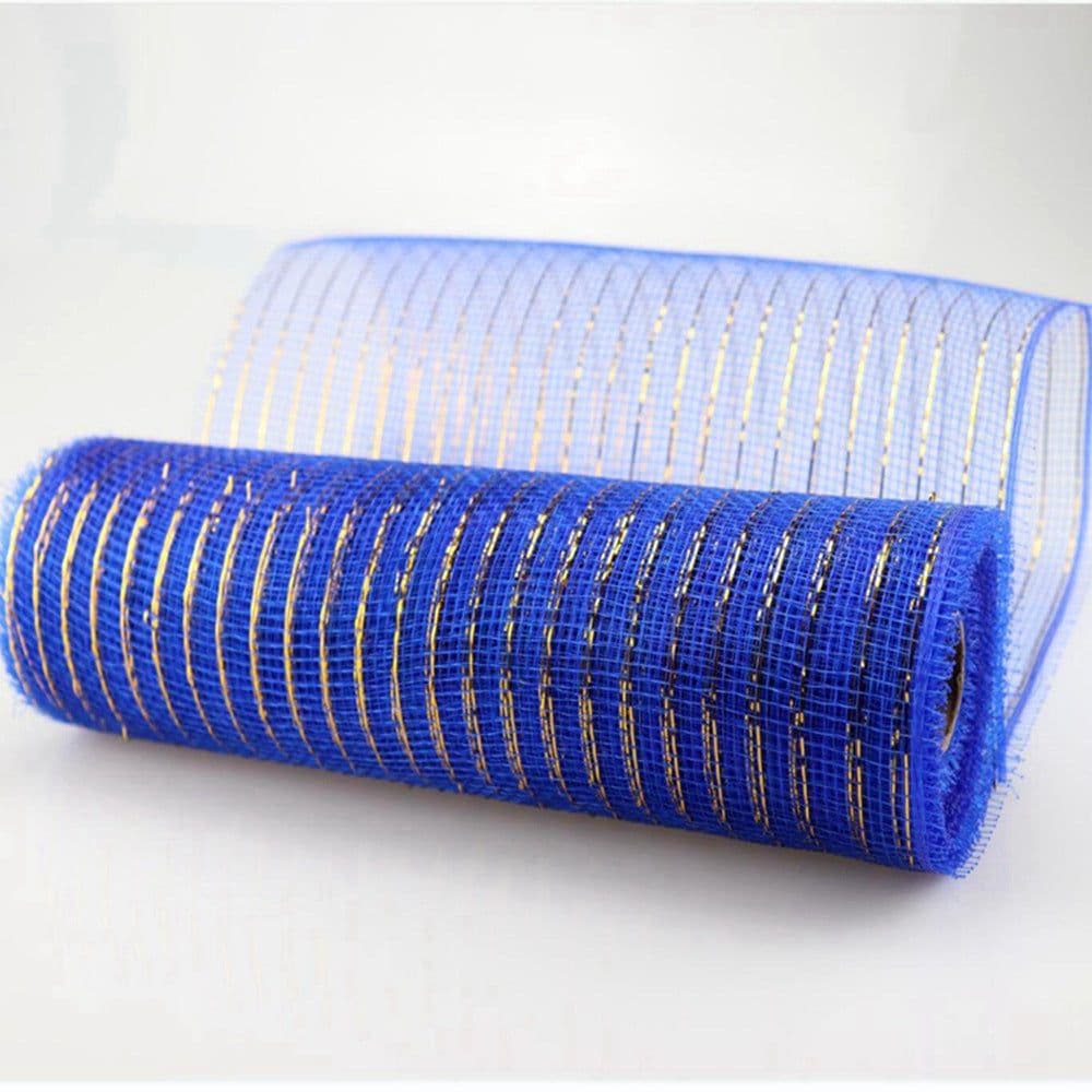 image-Christmas Wire Mesh Packaging - Red & White Strips 26cm x 10yds