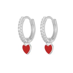 image-S925 Heart-Shaped Earrings - Platinum-White Oil Drop