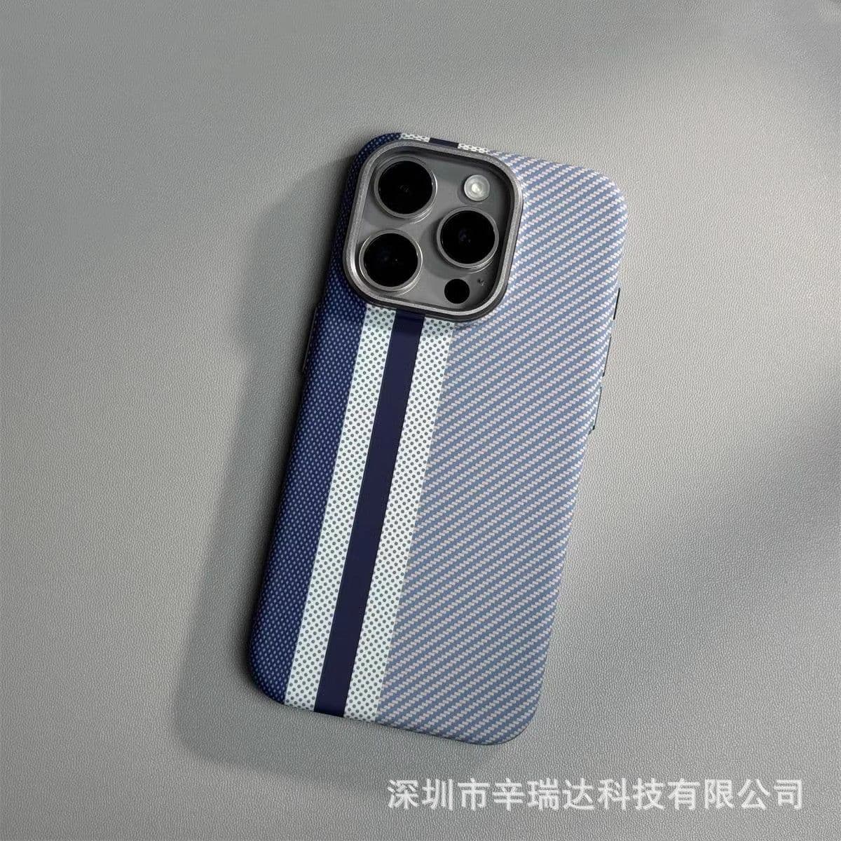 image-Suitable iPhone 15 Pro Max Kevlar Case - Carbon Fiber Pattern