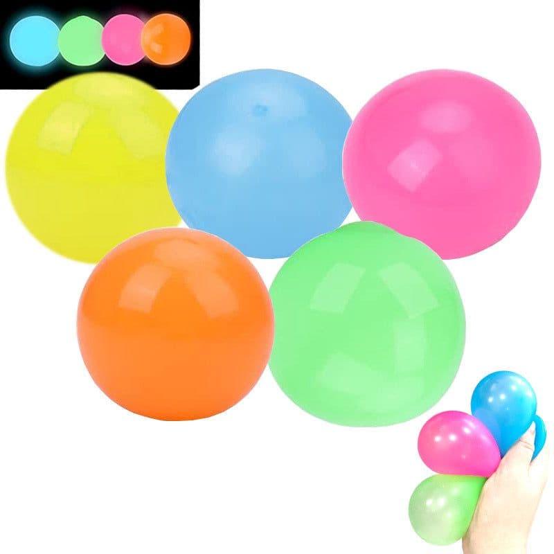 image-Sticky Wall Ball - Yellow 6cm Luminous Ceiling Throw Toy