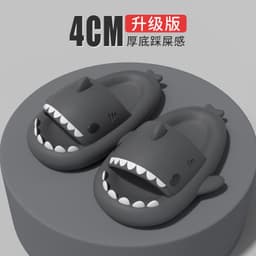 image-Shark Couple Slippers - Grey Unisex Indoor Outdoor Sandals