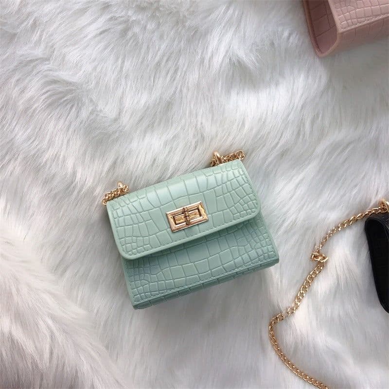 image-Summer mini small bag women 2021 new trendy net trendy red crocodile pattern solid color fashion one shoulder Messenger chain bag
