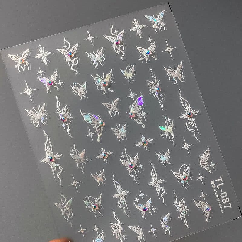 image-Iron element butterfly 5D nail stickers - diamond