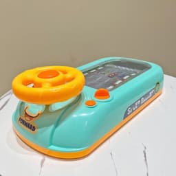 image-Children's Steering Wheel Toy - Blue USB Battery