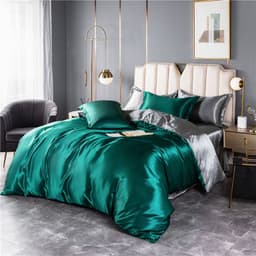 image-4-Piece Ice Silk Bedding Set - Pink Silver Gray