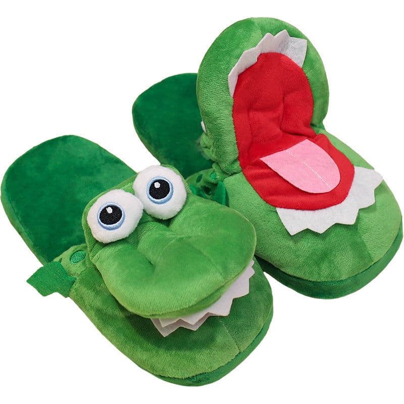 image-Douyin same style funny mouth can move slippers autumn and winter crocodile cotton slippers cartoon cold-proof foreign style couple students