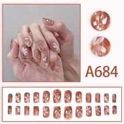 image-Autumn and winter gentle, sweet and pure desire INS style manicure wear nail polish girl whitening printed ice transparent fake nail polish