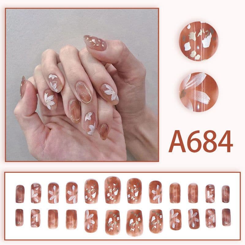 image-Autumn and winter gentle, sweet and pure desire INS style manicure wear nail polish girl whitening printed ice transparent fake nail polish