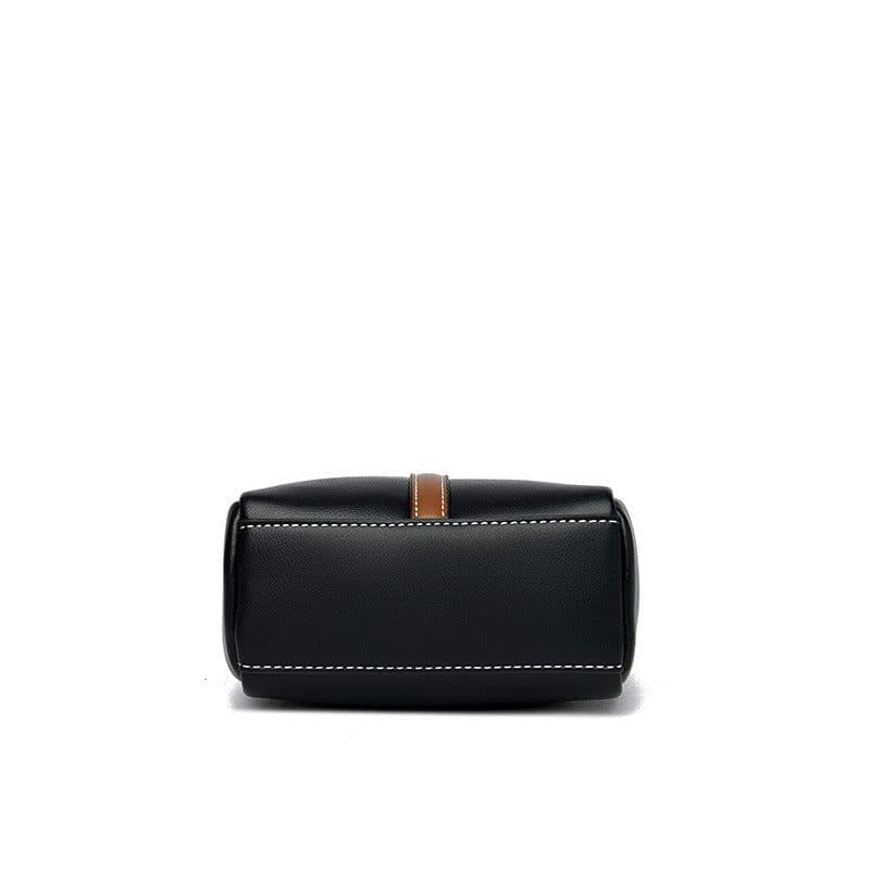 image-PU Leather Small Square Shoulder Bag - Black
