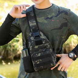 image-Outdoor lure bag messenger bag single shoulder men's camouflage backpack sports multi-function waist bag tactical chest bag slingshot