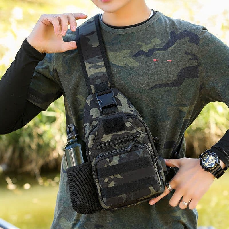 image-Outdoor lure bag messenger bag single shoulder men's camouflage backpack sports multi-function waist bag tactical chest bag slingshot