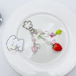 image-Original jewelry cute strawberry pendant keychain