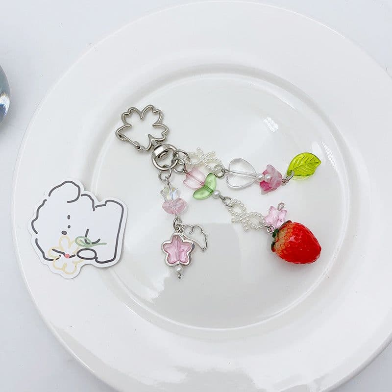 image-Original jewelry cute strawberry pendant keychain