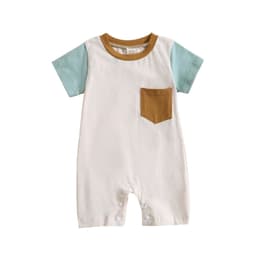image-Baby Romper Summer Short Sleeve Army Green Blue 100cm