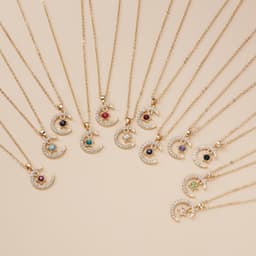 image-Birthstone Necklace - December Turquoise Star Moon