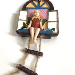 image-Cross-border exclusively for Fairy Gate Garden Wonderful Ornament Cute Fairy Climbing Rope Resin Pendant Garden Design Decoration