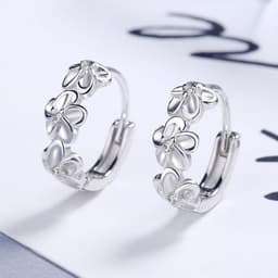 image-S925 Silver Flower Earrings - Camellia Zircon
