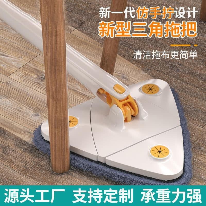 image-Triangular Ceiling Mop - Blue Flat Mop for Wall Tiles, Glass Cleaning