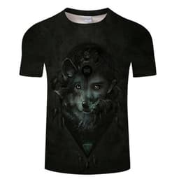 image-Wolf 3D Print T-Shirt - Black Short Sleeve
