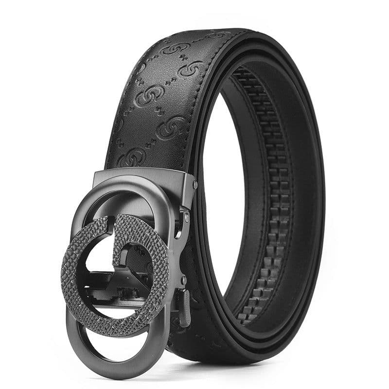 image-Men's Leather Belt Automatic Buckle GG Gun-CC