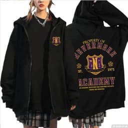 image-2023 Addams Family Wednesday cos clothing wednesday sweatshirt for men and women black zipper hoodie men's clothing