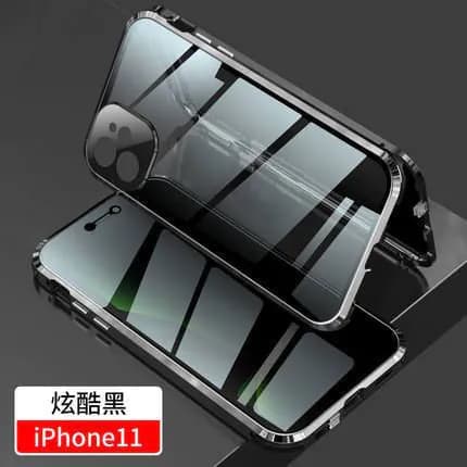 image-Suitable for iPhone15promax anti-peep goggles double buckle Magneto mobile phone case Apple 13 metal protective sleeve