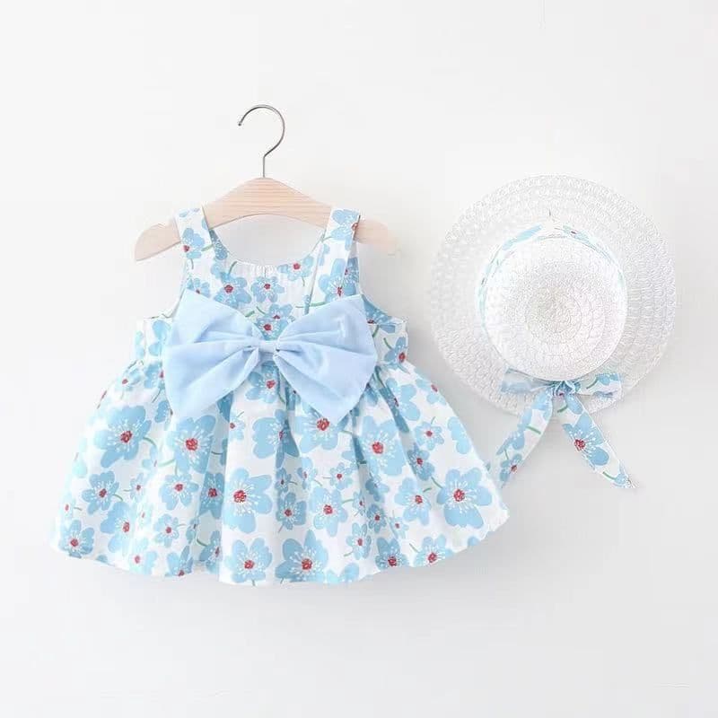 image-Korean Summer Sling Dress - Baby Print Bowknot Princess One-Piece 2022