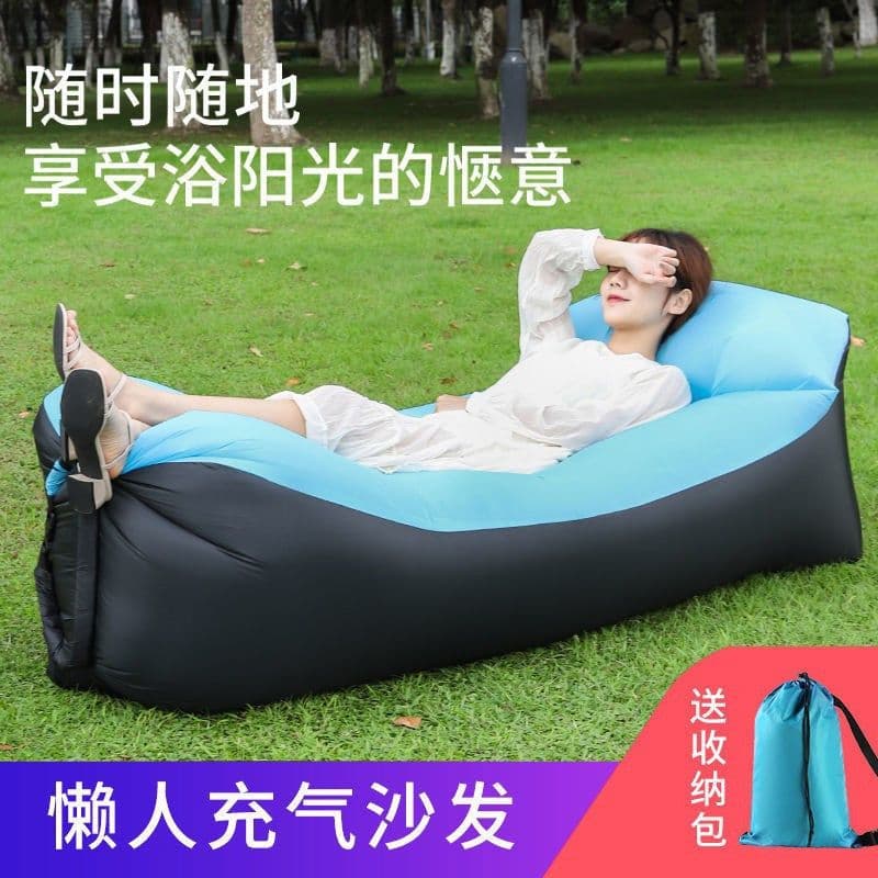 image-Inflatable Red Beach Sofa Air Bed Single Deck Portable Camping Chair (57 characters)