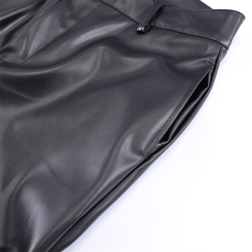 image-Dark Punk Leather Pants - Men's Hip Hop Loose Casual