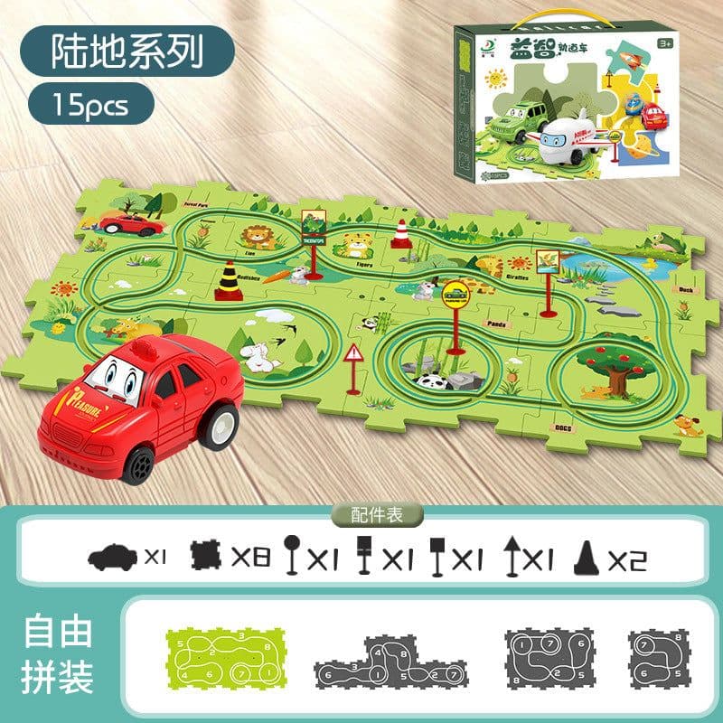 image-Children's Puzzle Track Car Electric DIY Toy