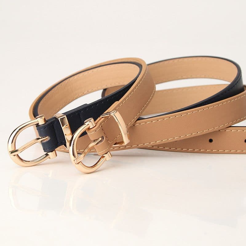 image-Korean Fashion Belt for Ladies - Imitation Leather, Alloy Buckle, Decorative Thin Jeans Belt