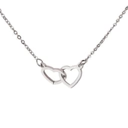 image-Xinghe cross-border hot-selling light luxury mirror stainless steel necklace heart-to-heart titanium steel double-ring pendant clavicle chain
