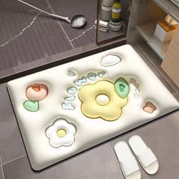 image-Bathroom Mat - Machine Washable Square Non-Slip Pad
