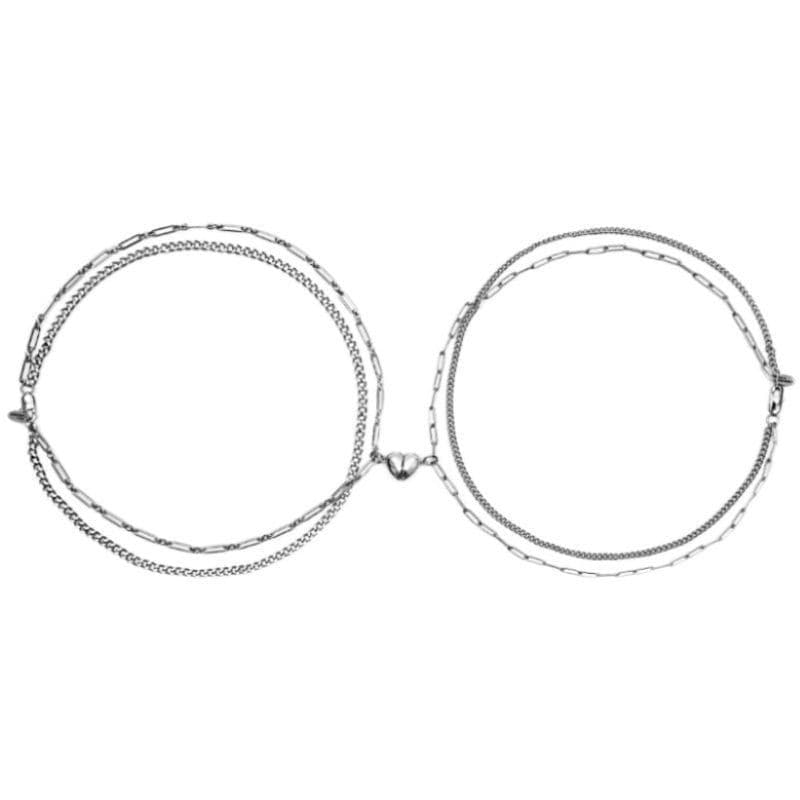 image-Titanium Steel Couple Bracelet - Heart-Shaped Love