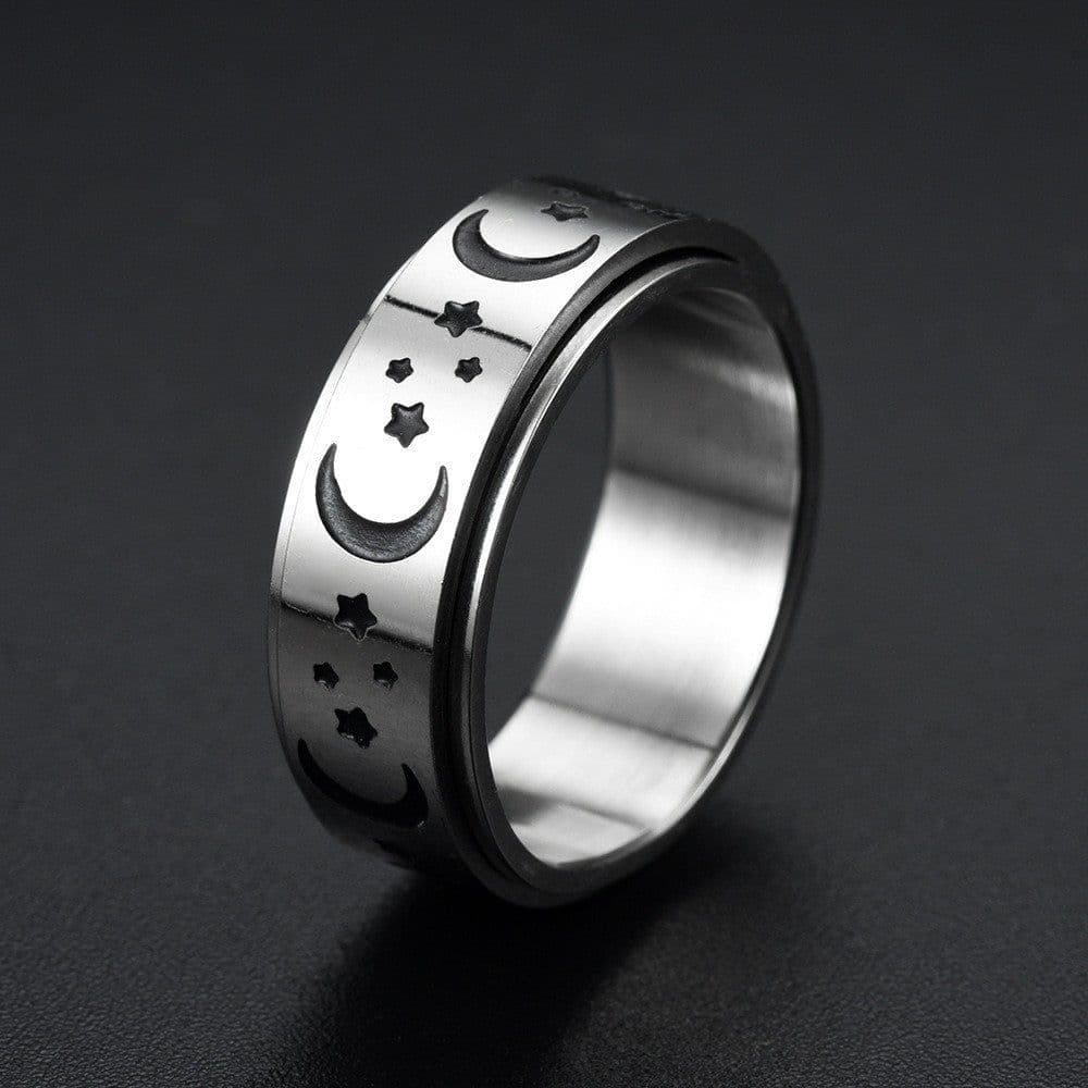 image-New simple transfer jewelry men's titanium steel rotatable beer bottle chain ring personality domineering ring