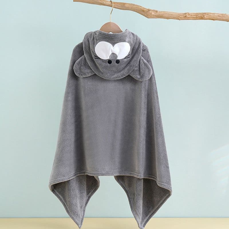 image-Bo Chuhui Long-eared Monkey Hooded Bathrobe - Purple Coral Fleece