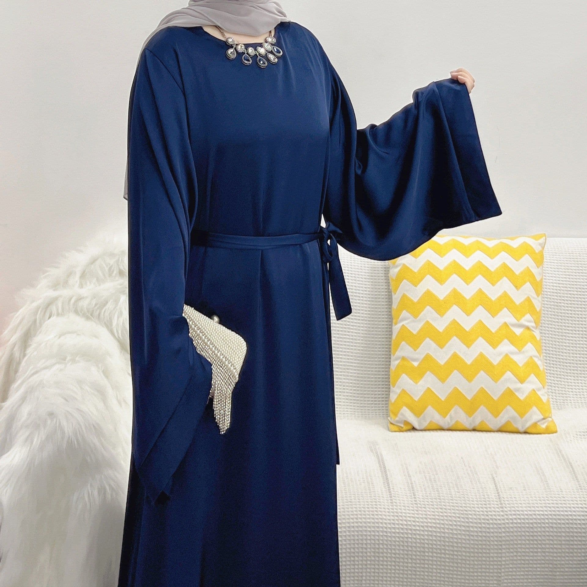 image-Loriya Maroon Dress XXL Long Sleeve Lace Up