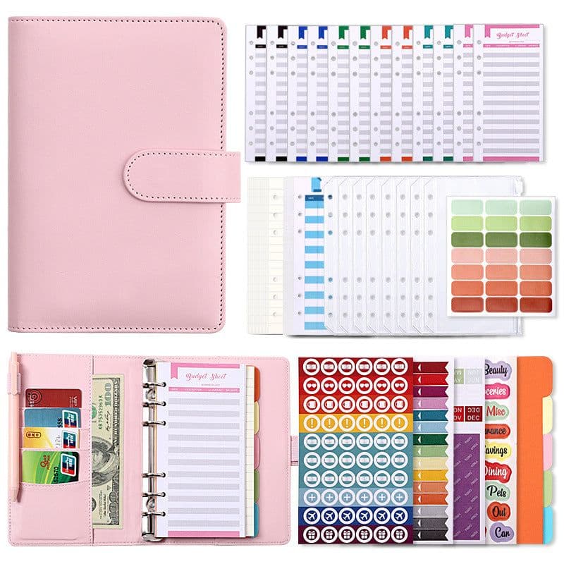 image-Macaron A6 Leather Notebook Budget Planner